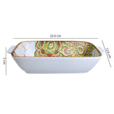 Lemon Tree Green Ceramic Matte Finish Rectangular Deep Dish Platter with Handles – Elegant Serveware for Snacks & Desserts